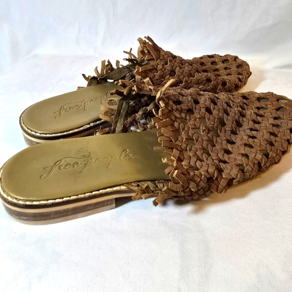 Free People Frayed Mirage Mules Mesh Slip On Beachy Boho Hippie 70s Raffia sz 40